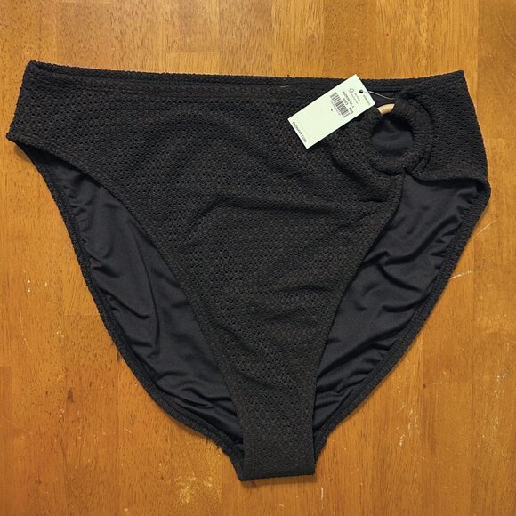 NWT - O-Ring Crochet-Knit Bikini Swim Bottoms, Black - Picture 6 of 6